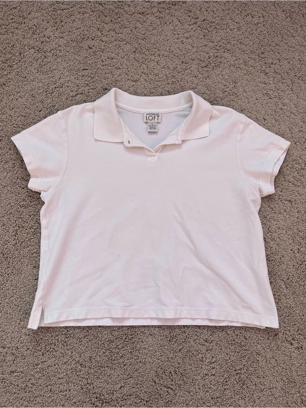 ann taylor loft white collared t-shirt
